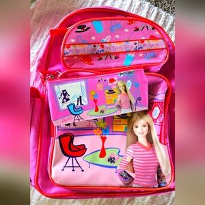 Barbie Vintage 2002  Pink Backpack and Pencil Case Set